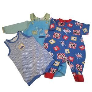 Lot of 3 Vintage Carter’s Baby Clothes Size 3-6M Rompers Outfit Farm Nautical